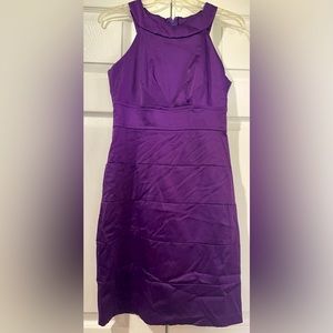 Teeze Me Sz-7 Purple Satin Sleeveless Dress Hi Neck